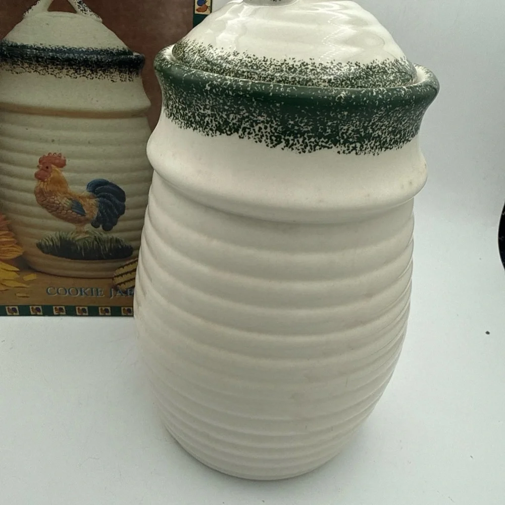 ALCO Industries Countryside Rooster Ceramic Cookie Jar farmhouse Open Box